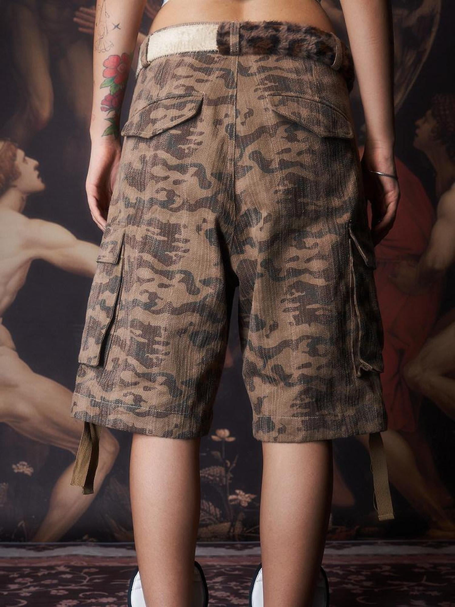 Imdelusion Camouflage Structured Large Pockets Women's 100 Percent Cotton Cargo Shorts