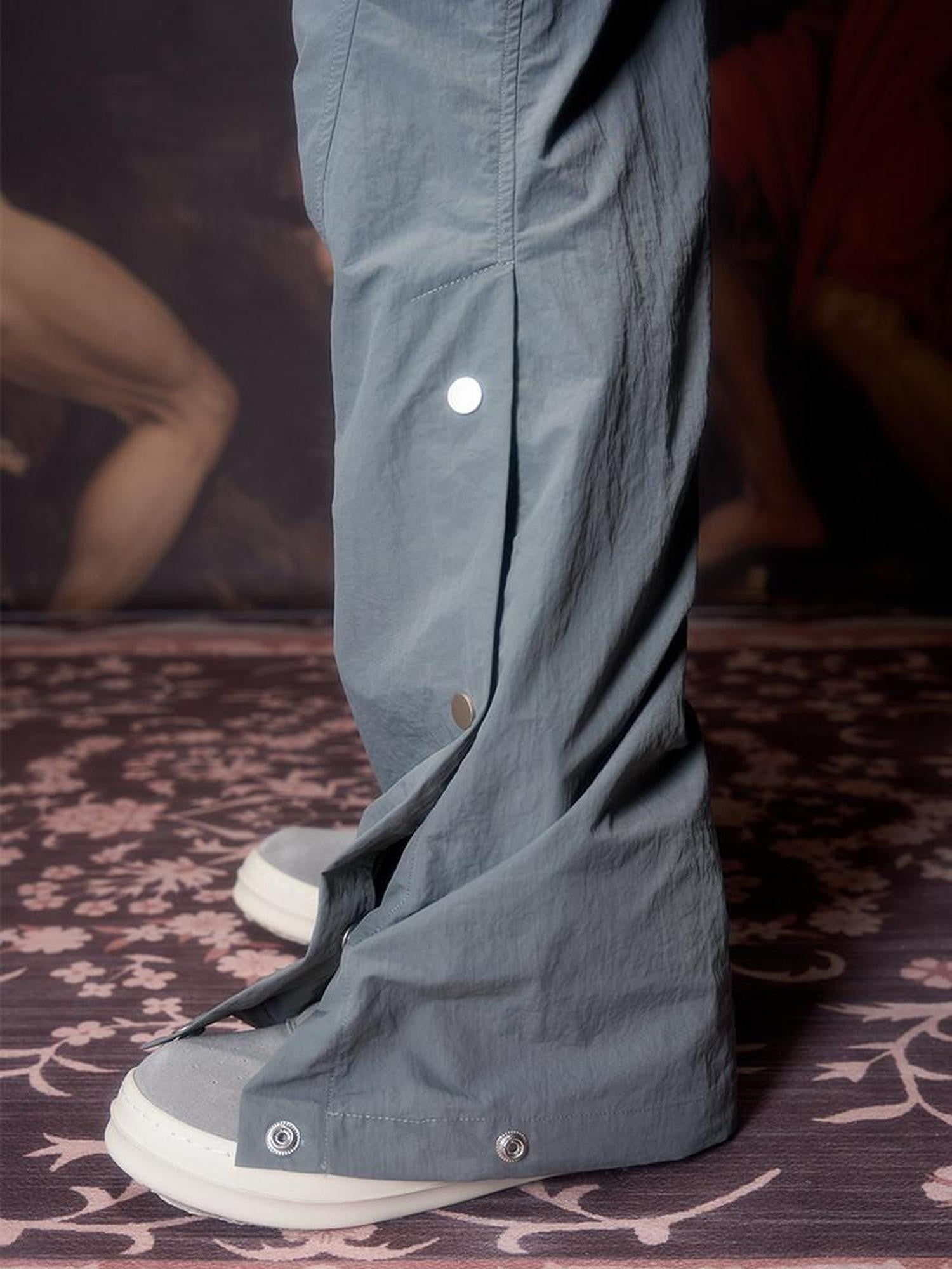 Imdelusion Cold Gray Magnetic Buckle Utility Three Dimensional Cut Women's Pvc Flare Pants
