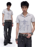 Imdelusion_Cross_Print_Distressed_Lapel_Collar_Short_Sleeve_Women's_Cotton_Henley_T-shirts_915109092805_MISSTT