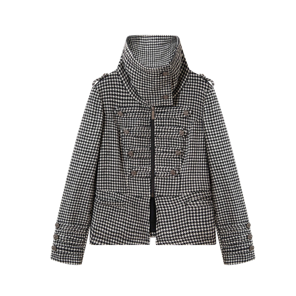 Imdelusion_Houndstooth_Court_Stand_Collar_Zip_Slit_Hem_Women's_Wool_Matching_Skirt_Sets_1075796391977_MISSTT