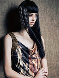 Imdelusion Retro Egyptian Print Studded Draped Neck Women's Cotton Blend Slip Mini Dresses