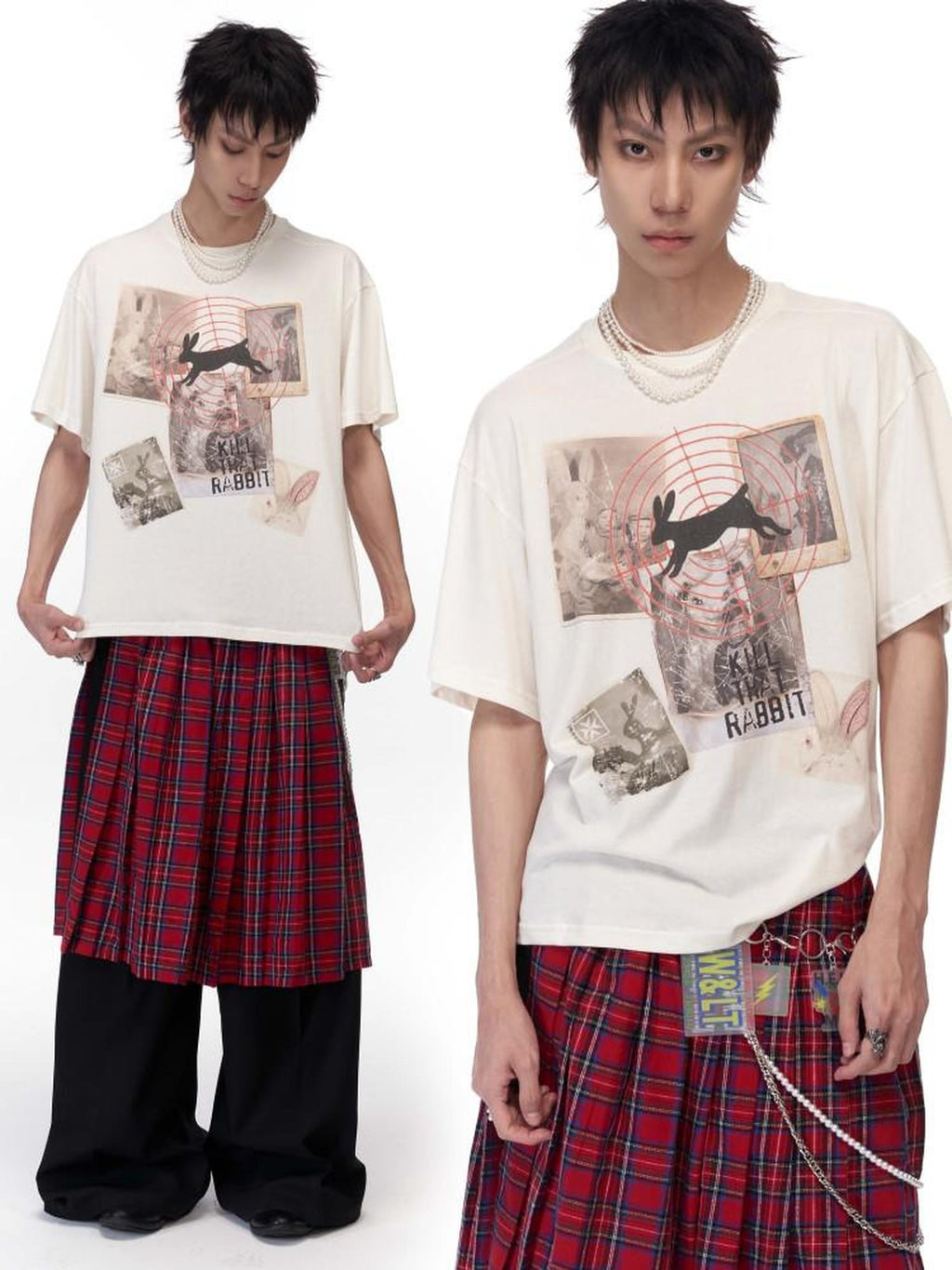 Imdelusion Snowflake Rabbit Print Loose Round Neck Women's Cotton Short Sleeve T-shirts