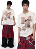 Imdelusion Snowflake Rabbit Print Loose Round Neck Women's Cotton Short Sleeve T-shirts
