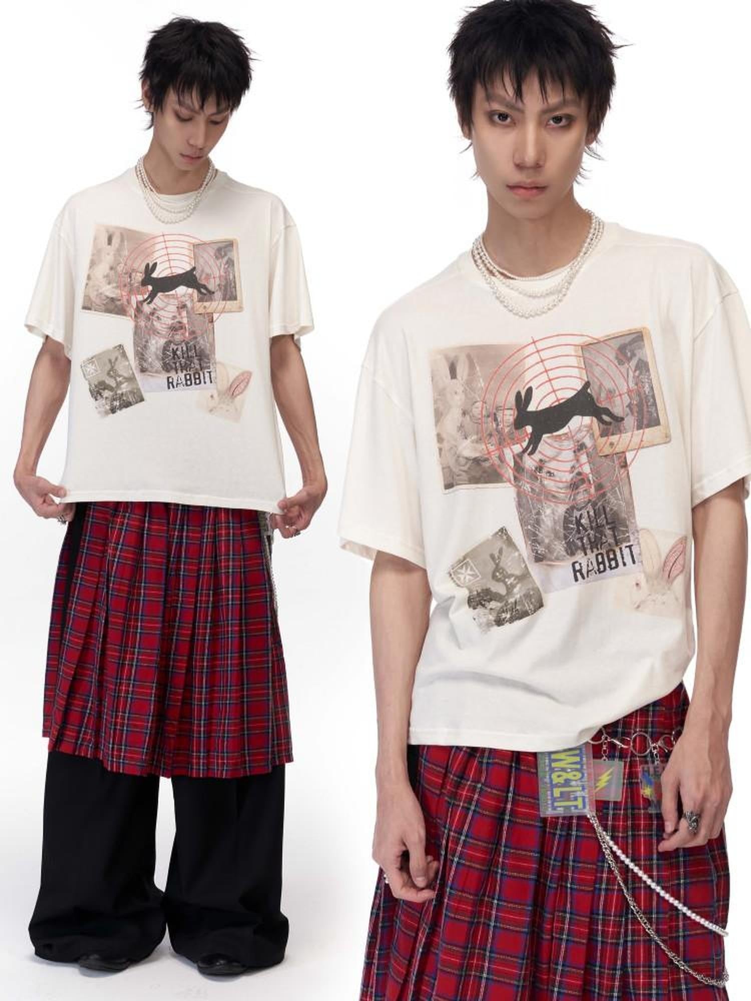 Imdelusion Snowflake Rabbit Print Loose Round Neck Women's Cotton Short Sleeve T-shirts