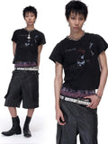 Imdelusion Washed Cropped Slim Punk Dog Print Cute Women's Cotton Short Sleeve T-shirts