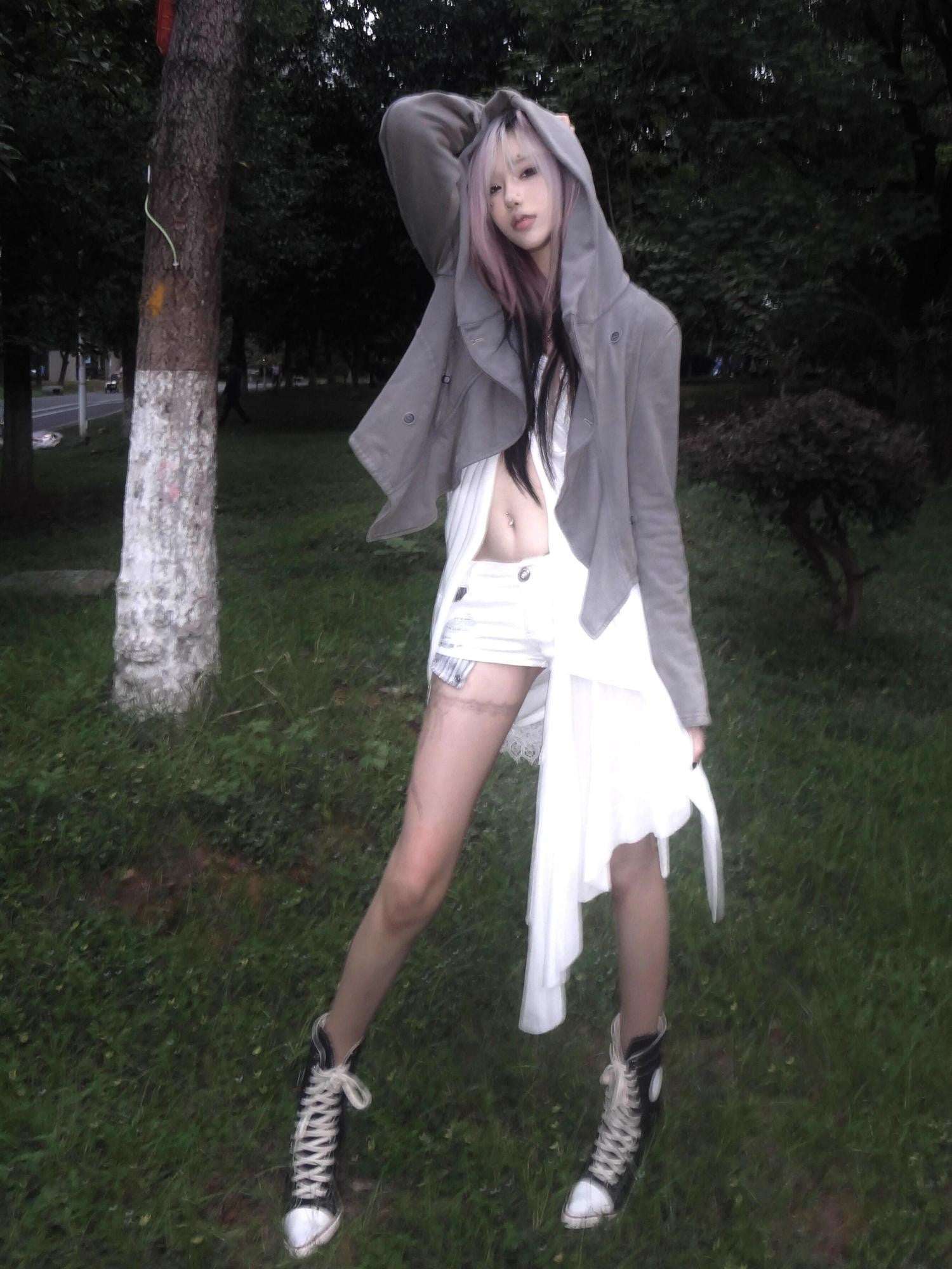 Imdelusion Washed Drawstring Cropped Slim Women's 100 Percent Cotton Hoodies