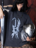Imdelusion Washed Gray Angel Guitar Print Women's Pure Cotton Short Sleeve T-shirts