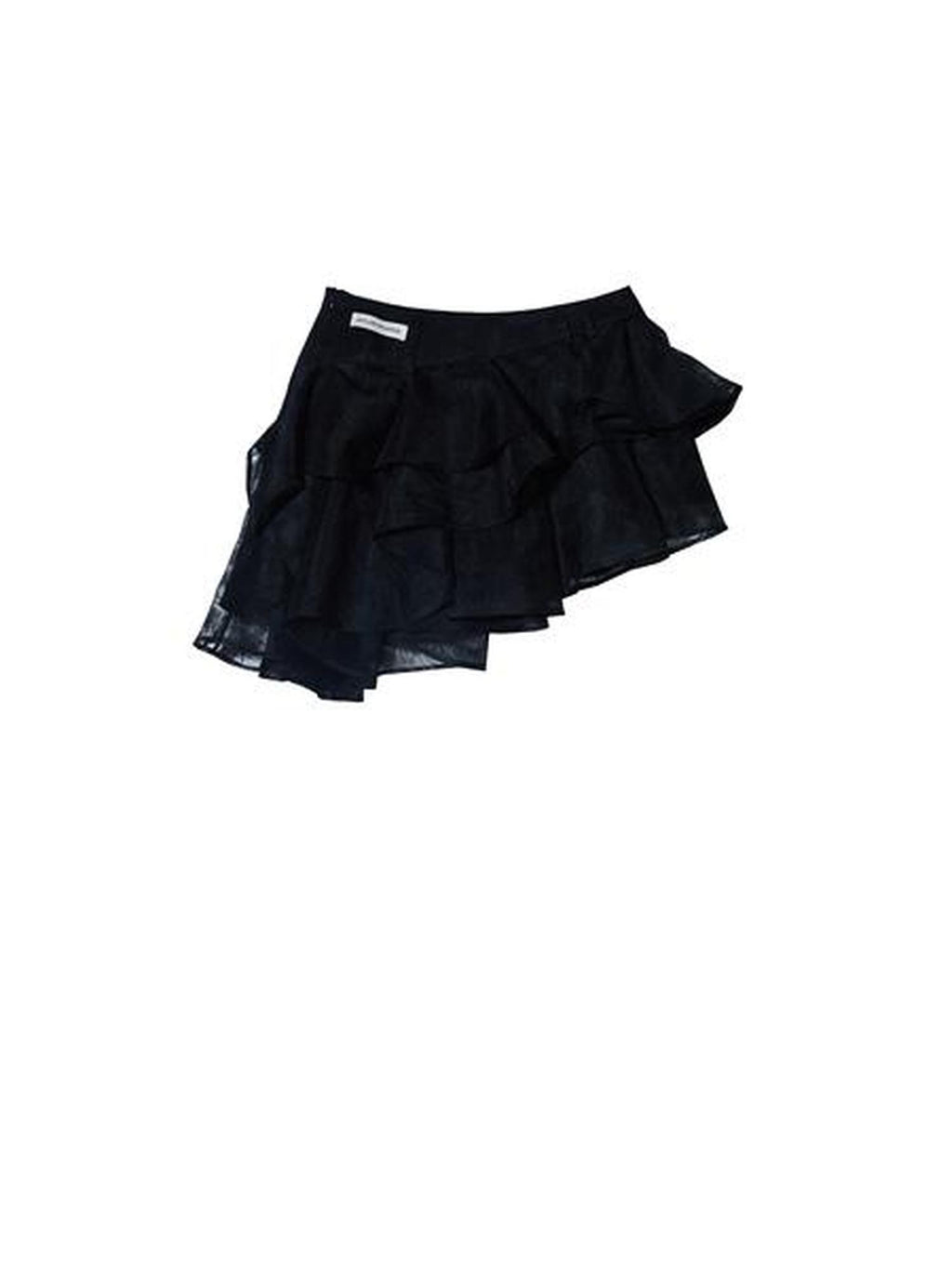 Jnylon studios 3d Night Rose Jacquard Ruffle A Line Women's Black Mini Skirts