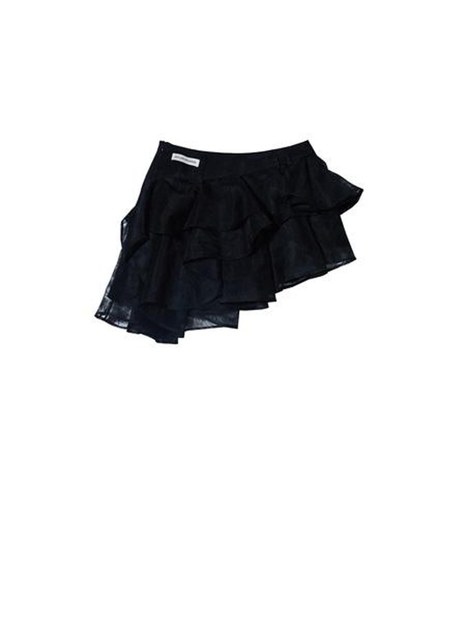 Jnylon studios 3d Night Rose Jacquard Ruffle A Line Women's Black Mini Skirts