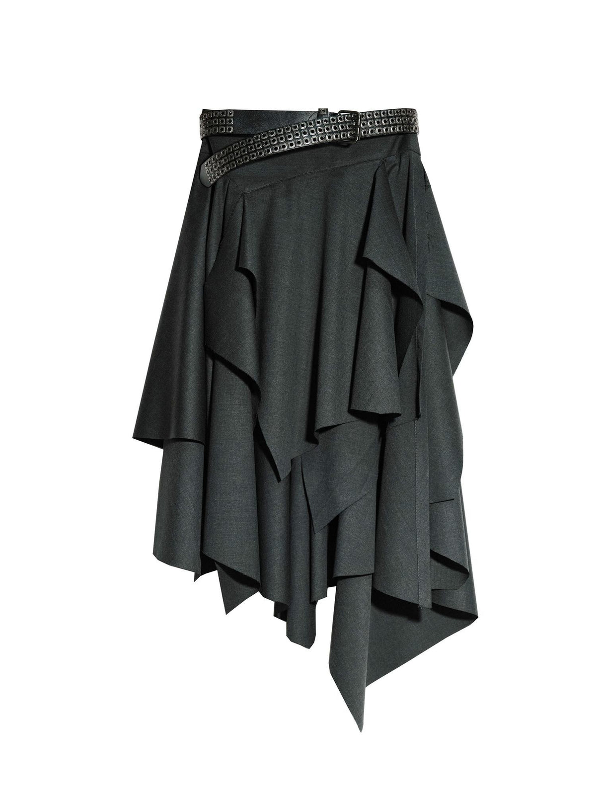 Jnylon studios Asymmetric Slit Dark Punk Rock Women's Polyester Midi Skirts