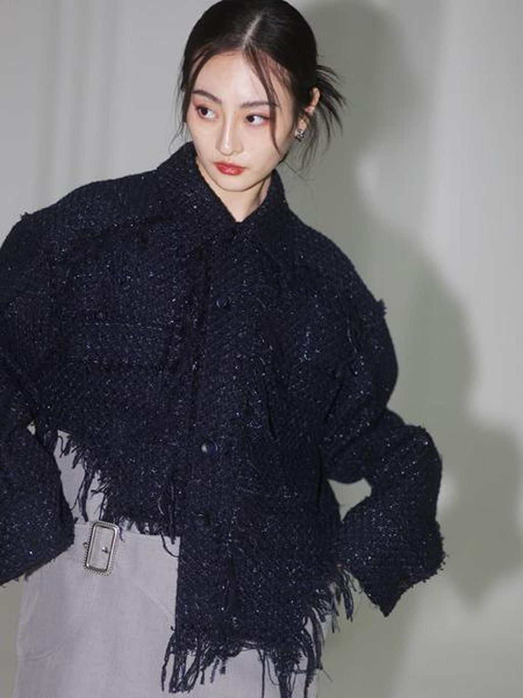 Jnylon studios Boho Distressed Fringe Patchwork Women's Tweed Utility Jackets