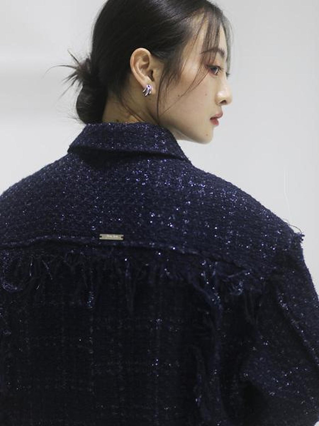 Jnylon studios Boho Distressed Fringe Patchwork Women's Tweed Utility Jackets