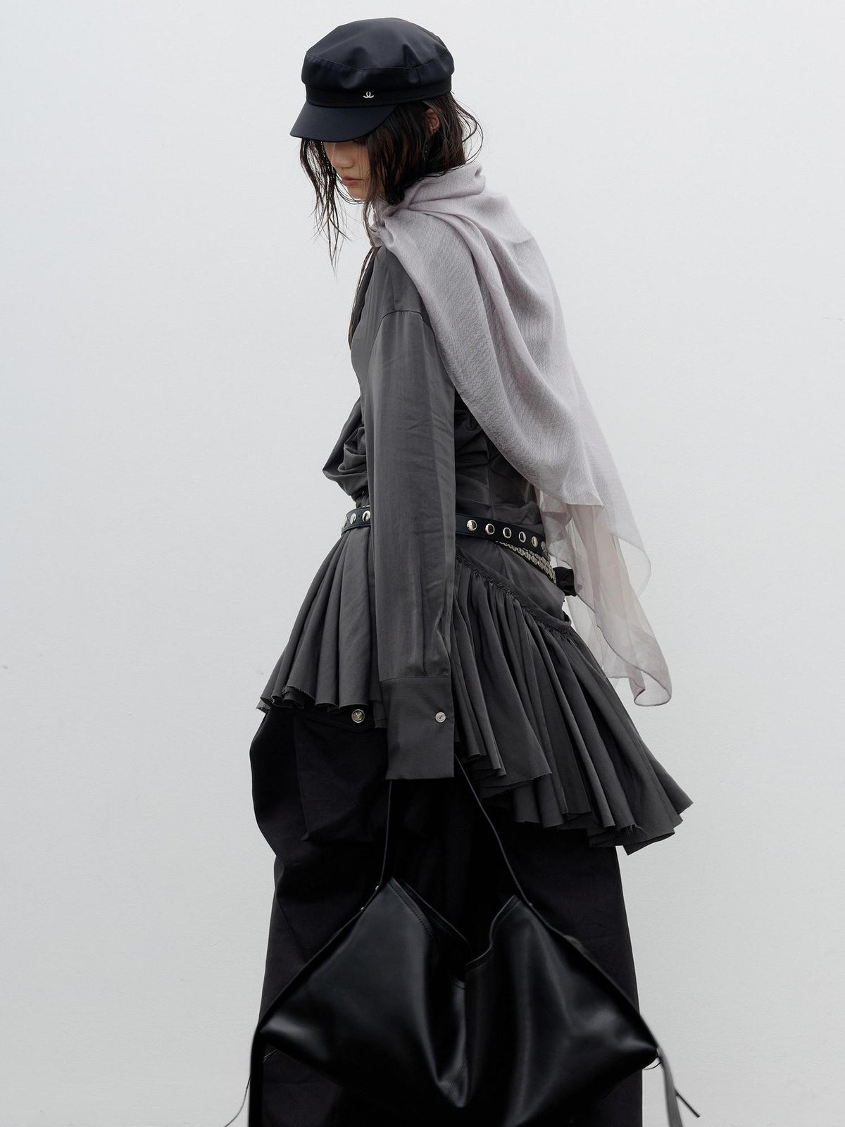 Jnylon studios Classical Draped Ruffle Hem Pleated Women's Blouses