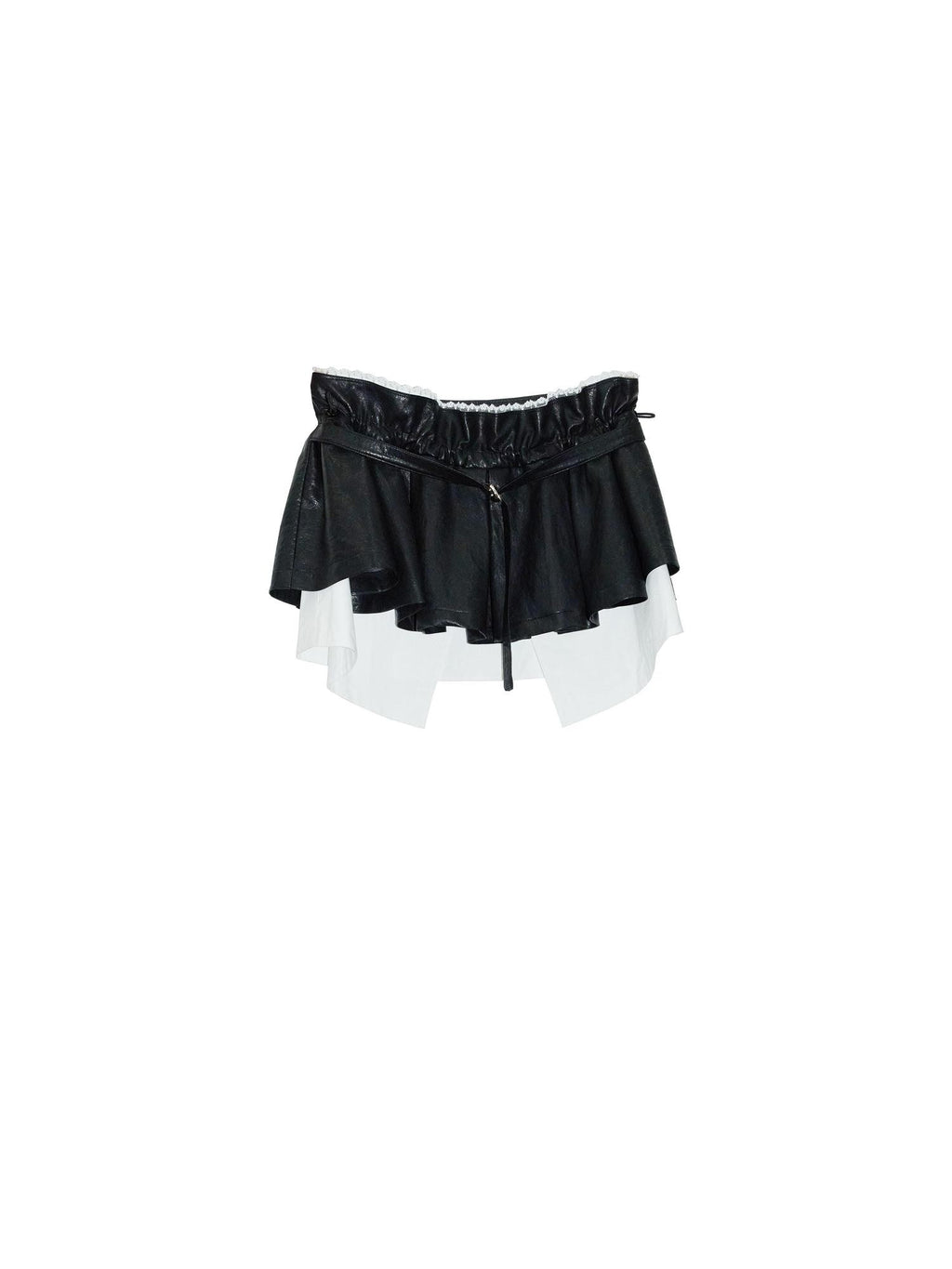 Jnylon studios Color Block Patchwork Low Rise Pu Bubble Women's Leather Skirts