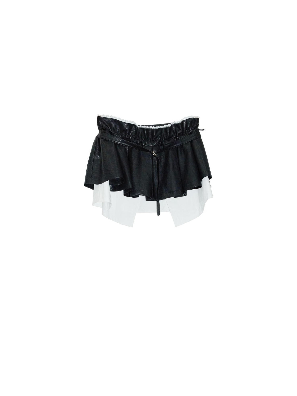 Jnylon studios Color Block Patchwork Low Rise Pu Bubble Women's Leather Skirts
