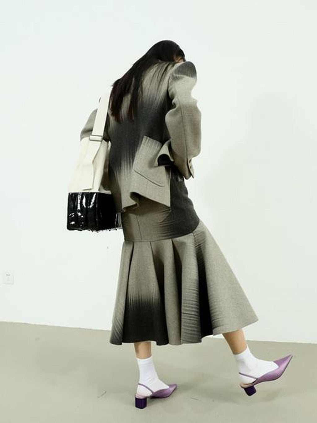 Jnylon studios Dark Beam Gradient Print Techno Punk Quilted Women's Polyester Blazers
