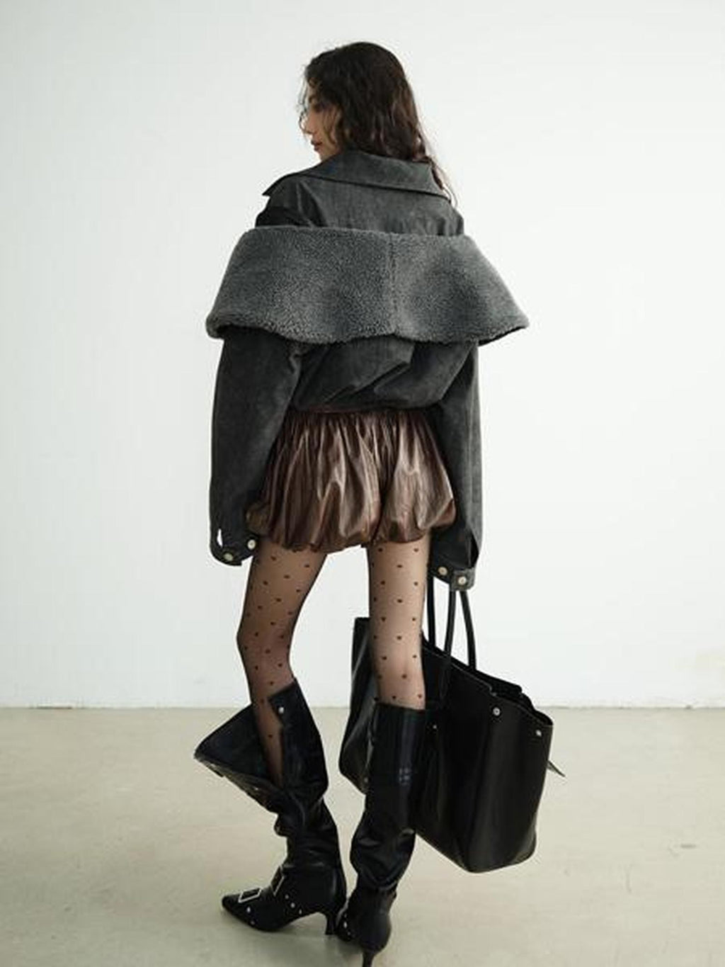 Jnylon studios Dark Crinkled Vintage Ballet Pumpkin Lantern Women's Pu Leather Skorts