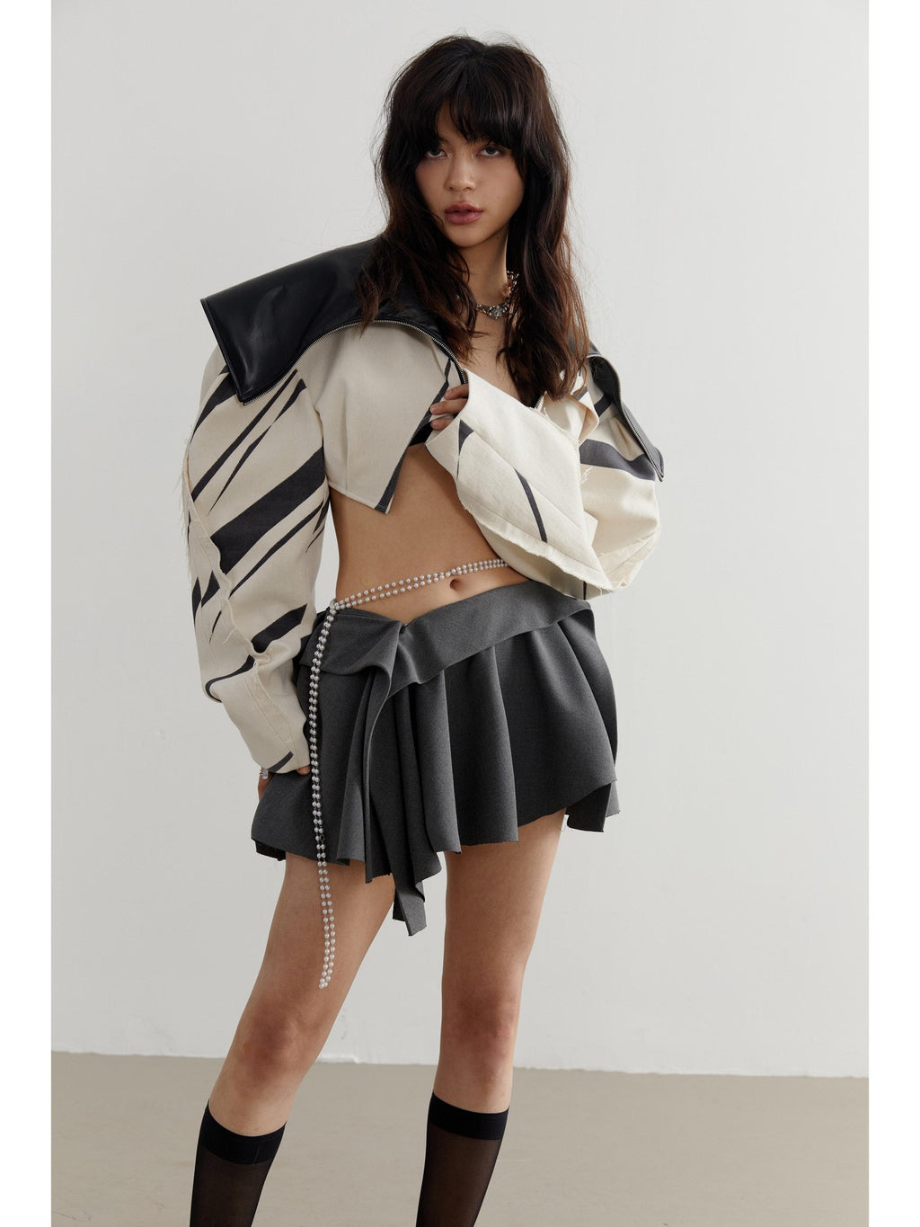 Jnylon studios Dark Gray Irregular Pleated Tailored Fairy Women's Polyester Casual Mini Dresses