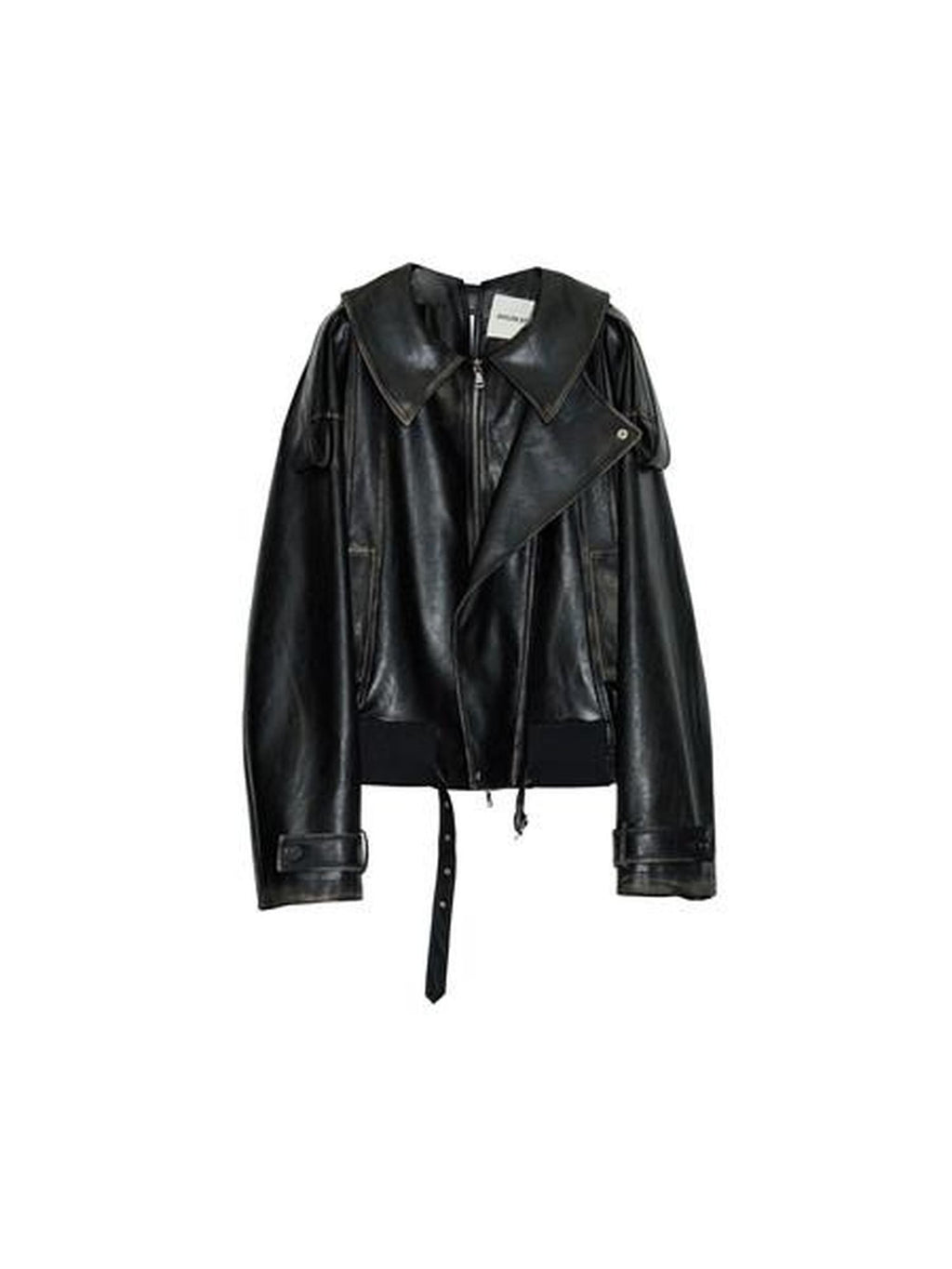 Jnylon studios Dark Rock Armor Distressed Open Collar Boxy Padded Women's Pu Leather Jackets