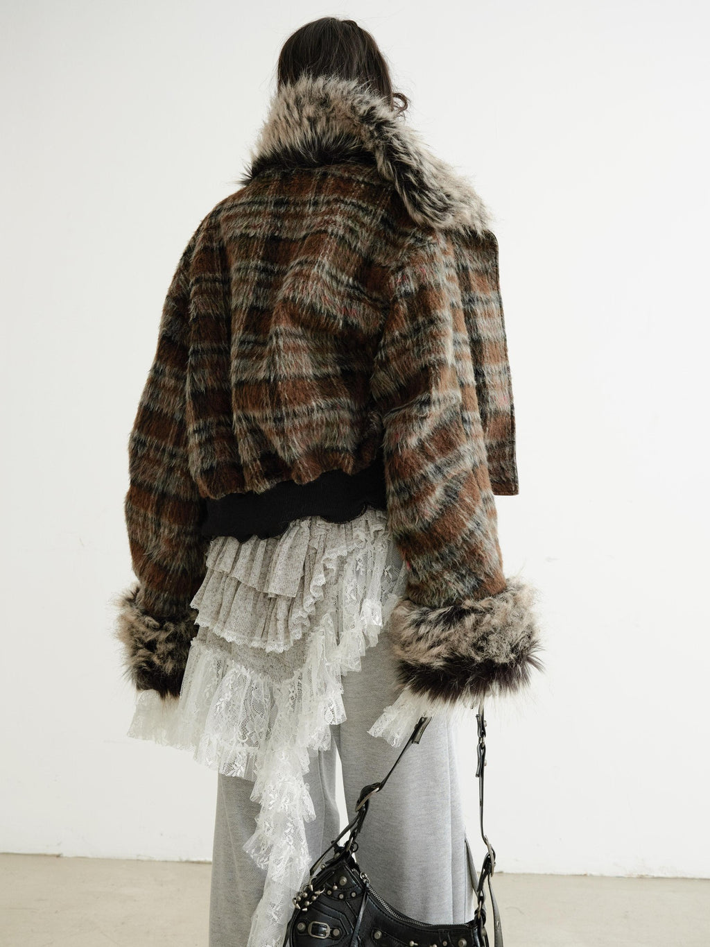 Jnylon studios Dark Rock Reversible Plaid Relaxed Women's Faux Leather Jackets