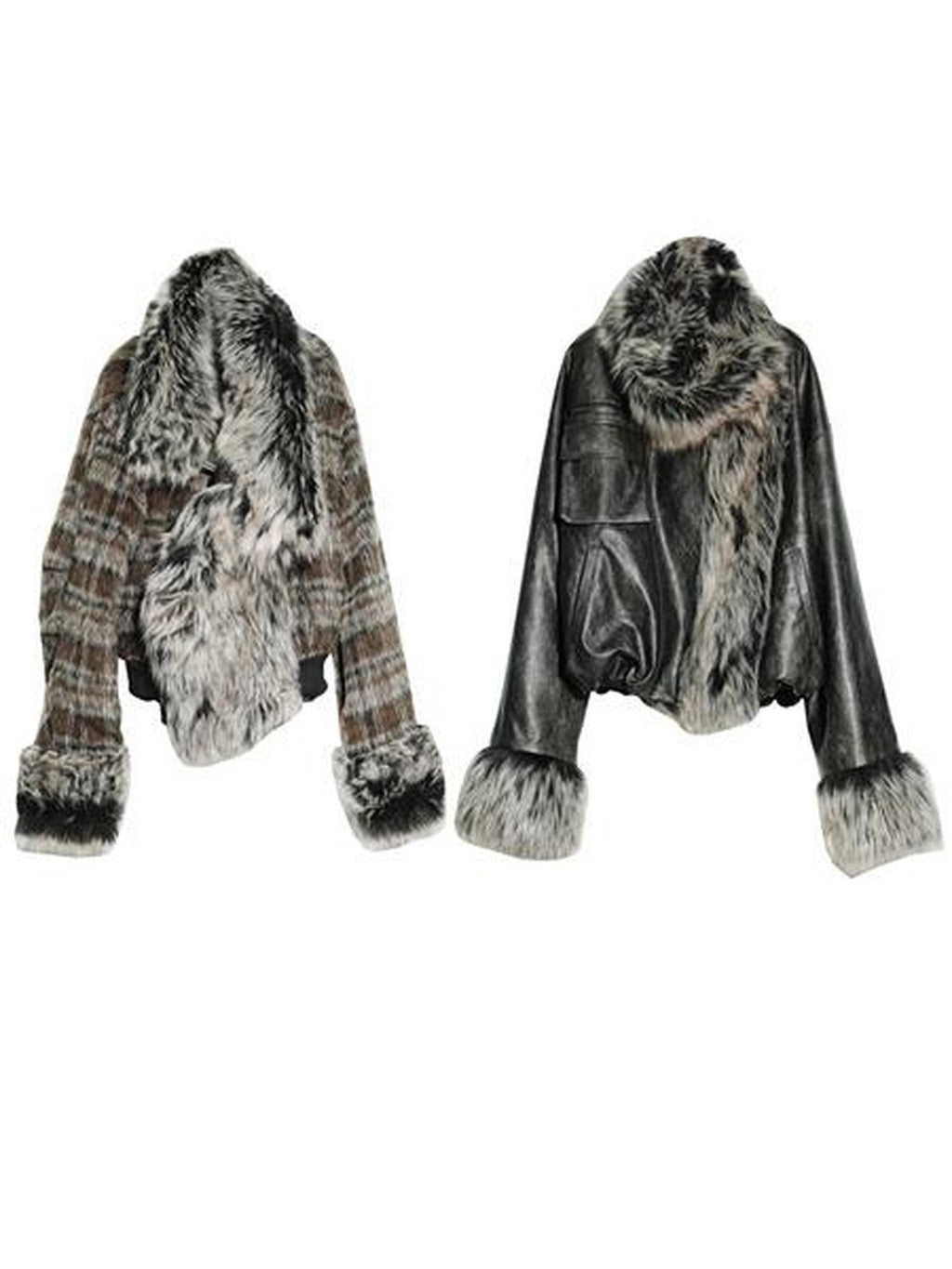 Jnylon studios Dark Rock Reversible Plaid Relaxed Women's Faux Leather Jackets