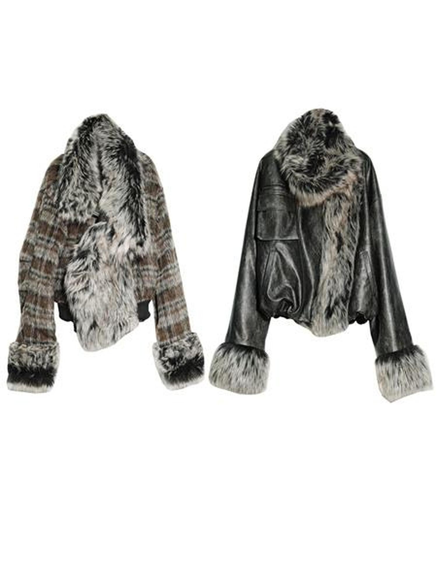 Jnylon studios Dark Rock Reversible Plaid Relaxed Women's Faux Leather Jackets