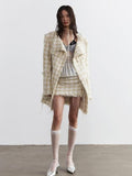 Jnylon studios Distressed Frayed Tassel Chain Boucle Women's Polyester Mini Skirts