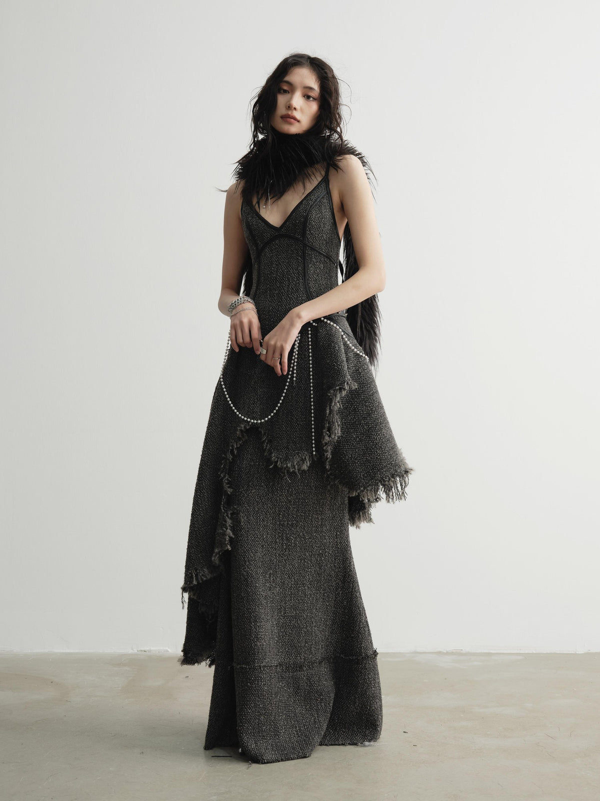 Jnylon studios Distressed Raw Edge Retro Mermaid A Line Women's Polyester Maxi Skirts