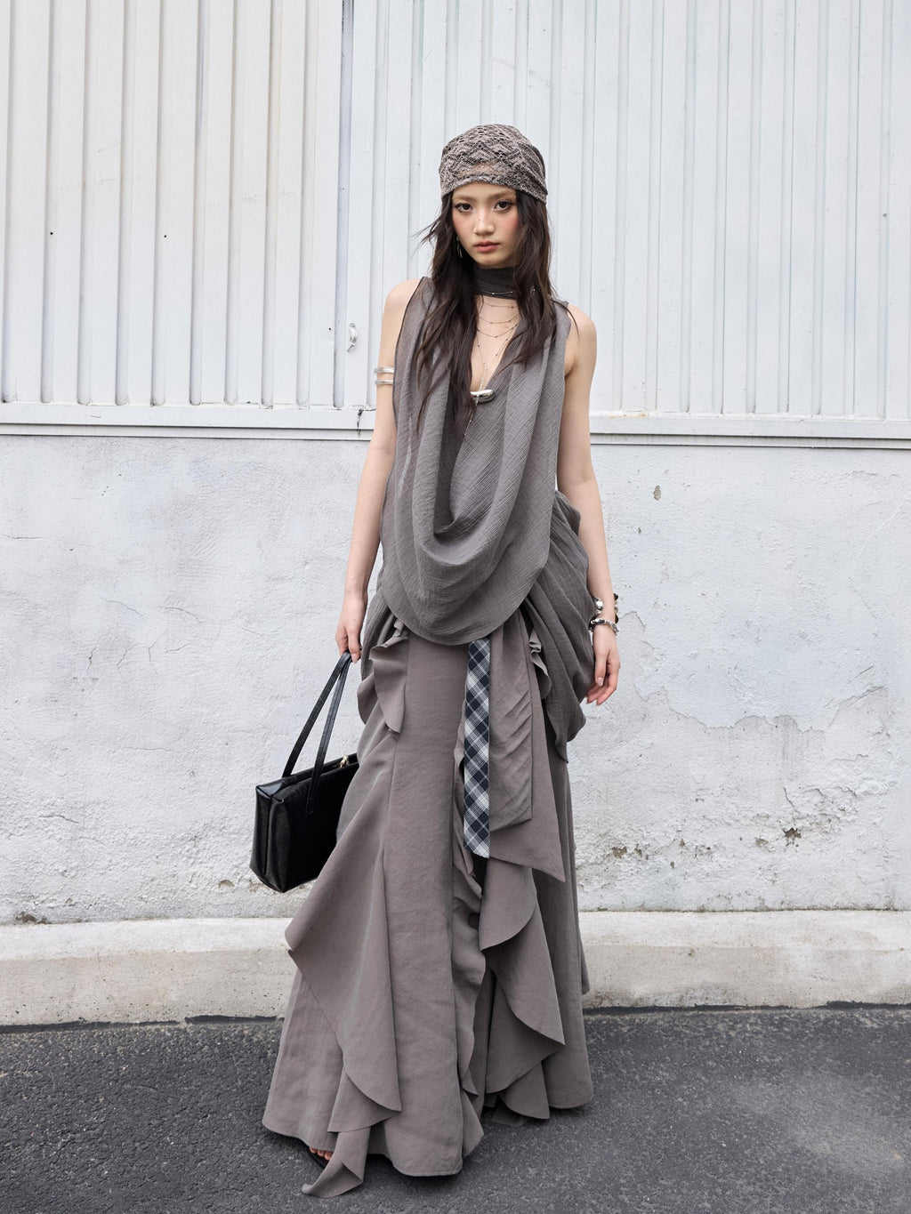 Jnylon studios Distressed Ruffled Tie Low Waist Irregular Women's Maxi Skirts