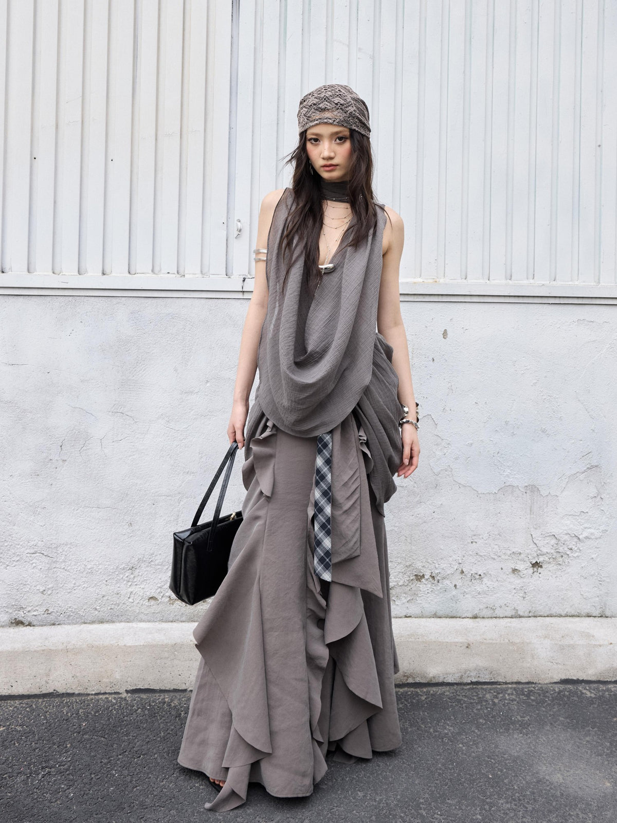 Jnylon studios Distressed Ruffled Tie Low Waist Irregular Women's Maxi Skirts