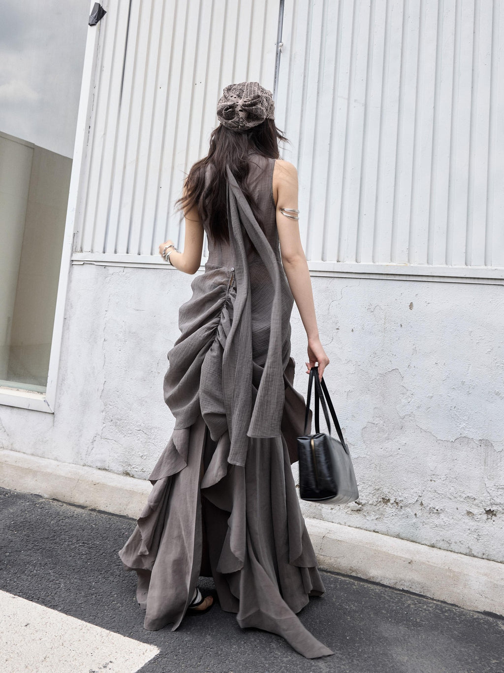 Jnylon studios Distressed Ruffled Tie Low Waist Irregular Women's Maxi Skirts