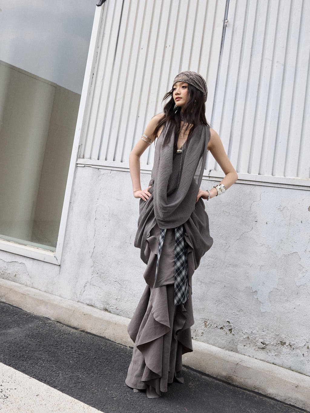 Jnylon studios Distressed Ruffled Tie Low Waist Irregular Women's Maxi Skirts