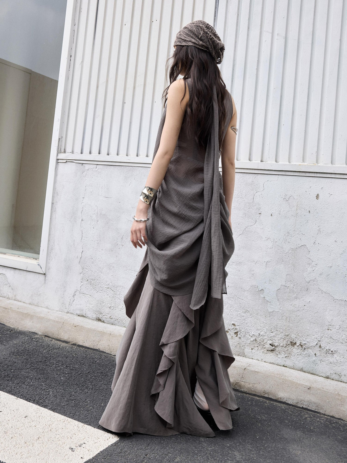 Jnylon studios Distressed Ruffled Tie Low Waist Irregular Women's Maxi Skirts