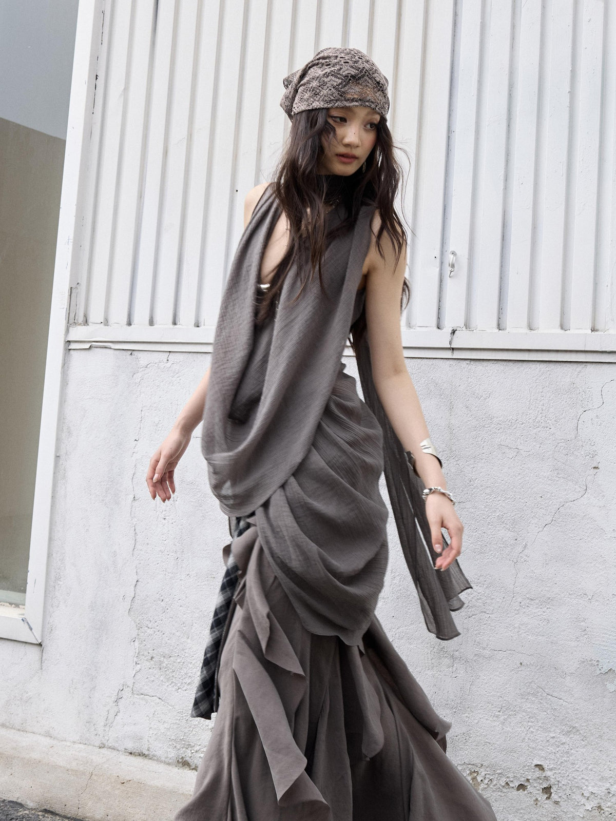 Jnylon studios Distressed Ruffled Tie Low Waist Irregular Women's Maxi Skirts