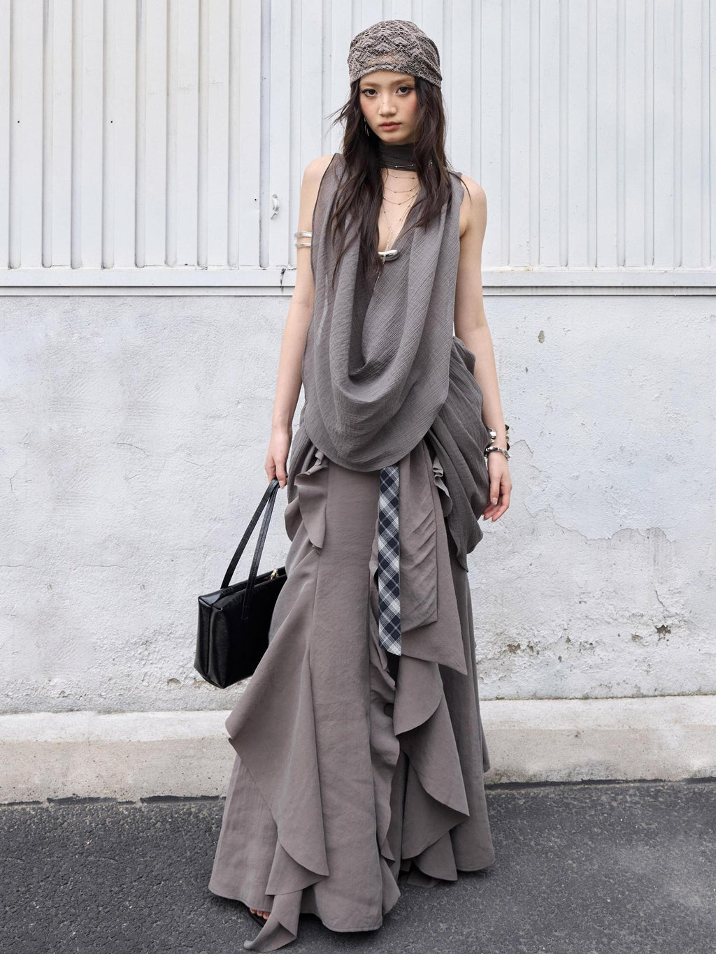 Jnylon studios Distressed Ruffled Tie Low Waist Irregular Women's Maxi Skirts