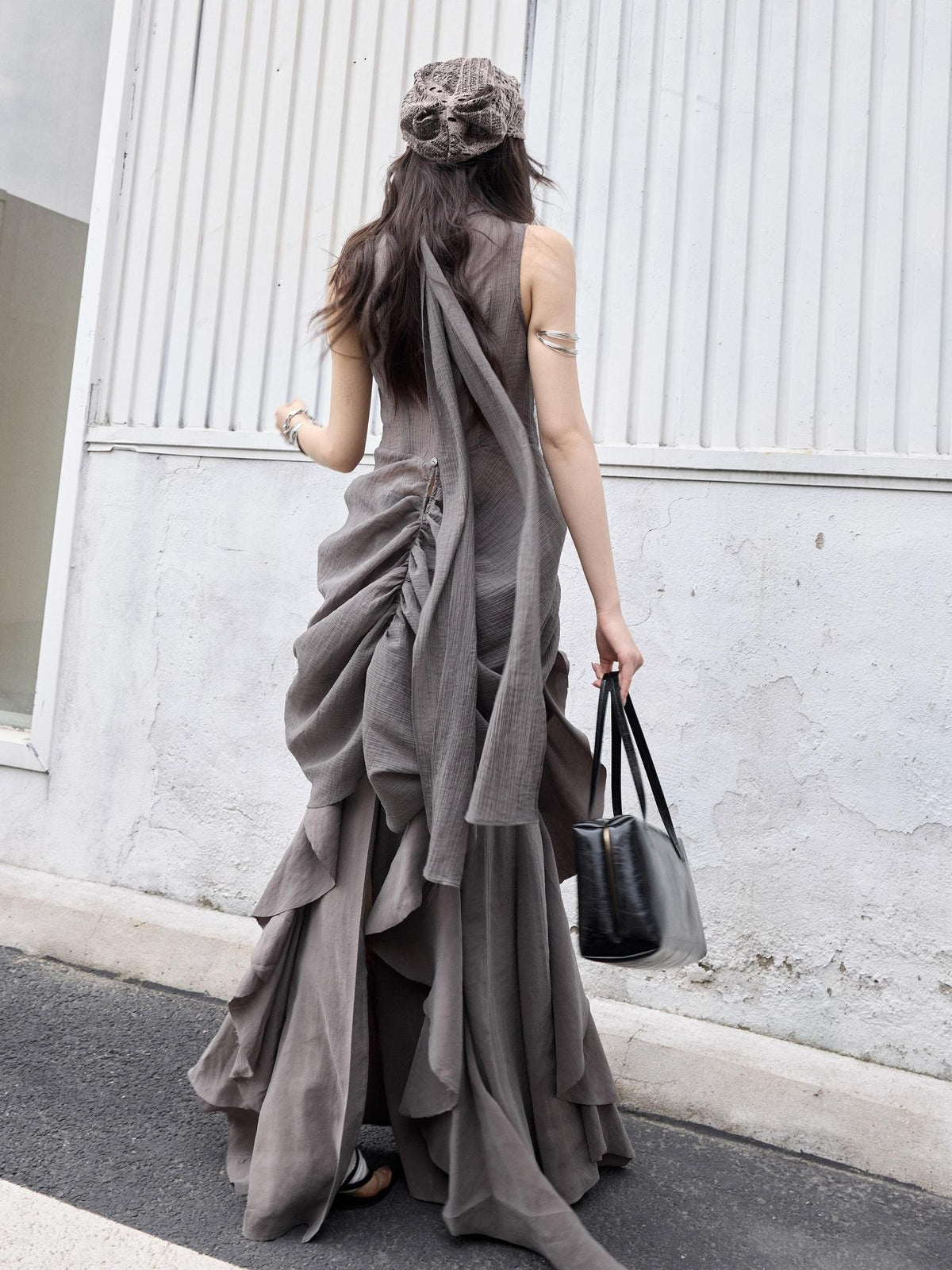 Jnylon studios Distressed Ruffled Tie Low Waist Irregular Women's Maxi Skirts