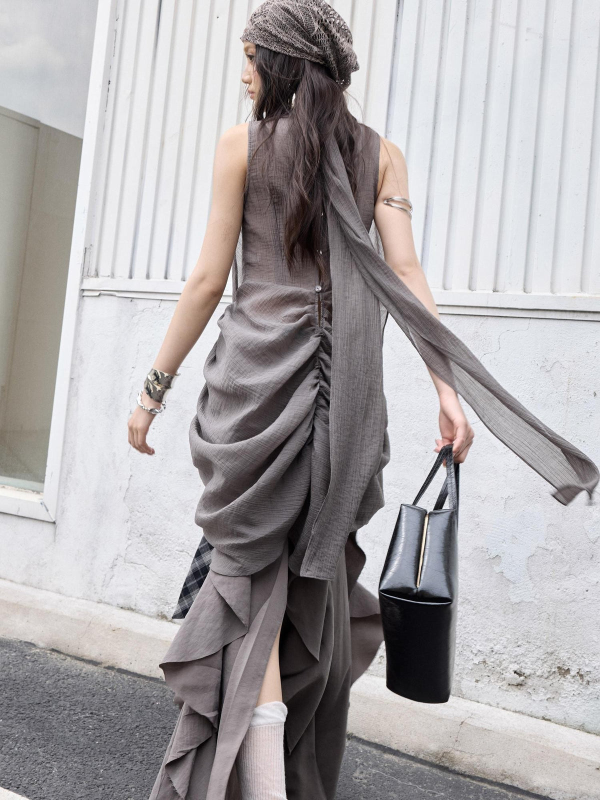 Jnylon studios Distressed Ruffled Tie Low Waist Irregular Women's Maxi Skirts