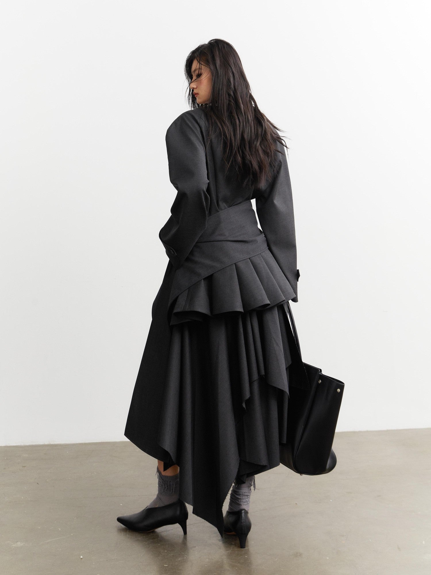 Jnylon studios Elegant Ruffle Trim Structured Women's Other Materials Blazers
