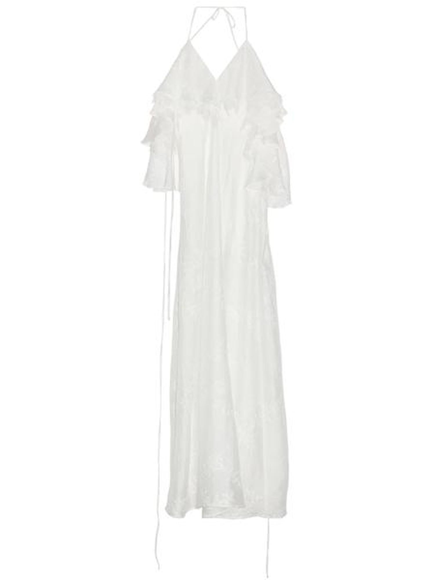 Jnylon studios Ethereal Embroidered Off Shoulder Women's Recycled Fiber Halter Maxi Dresses