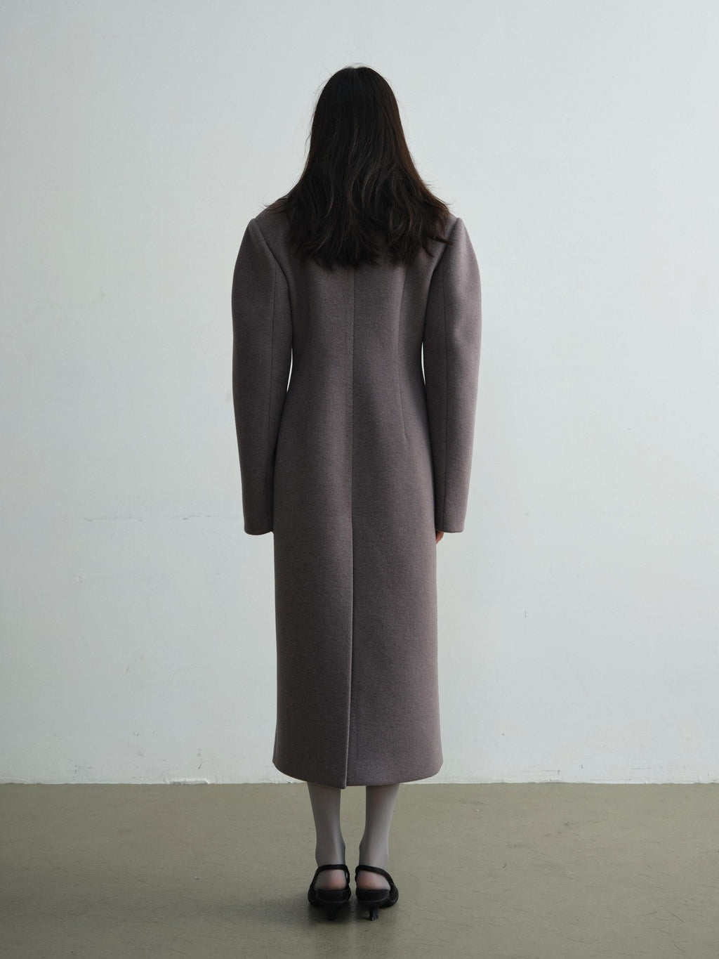 Jnylon studios Faux Silk Scarf Splice Asymmetrical Ultra Low Neck Women's Wool Blend Long Coats
