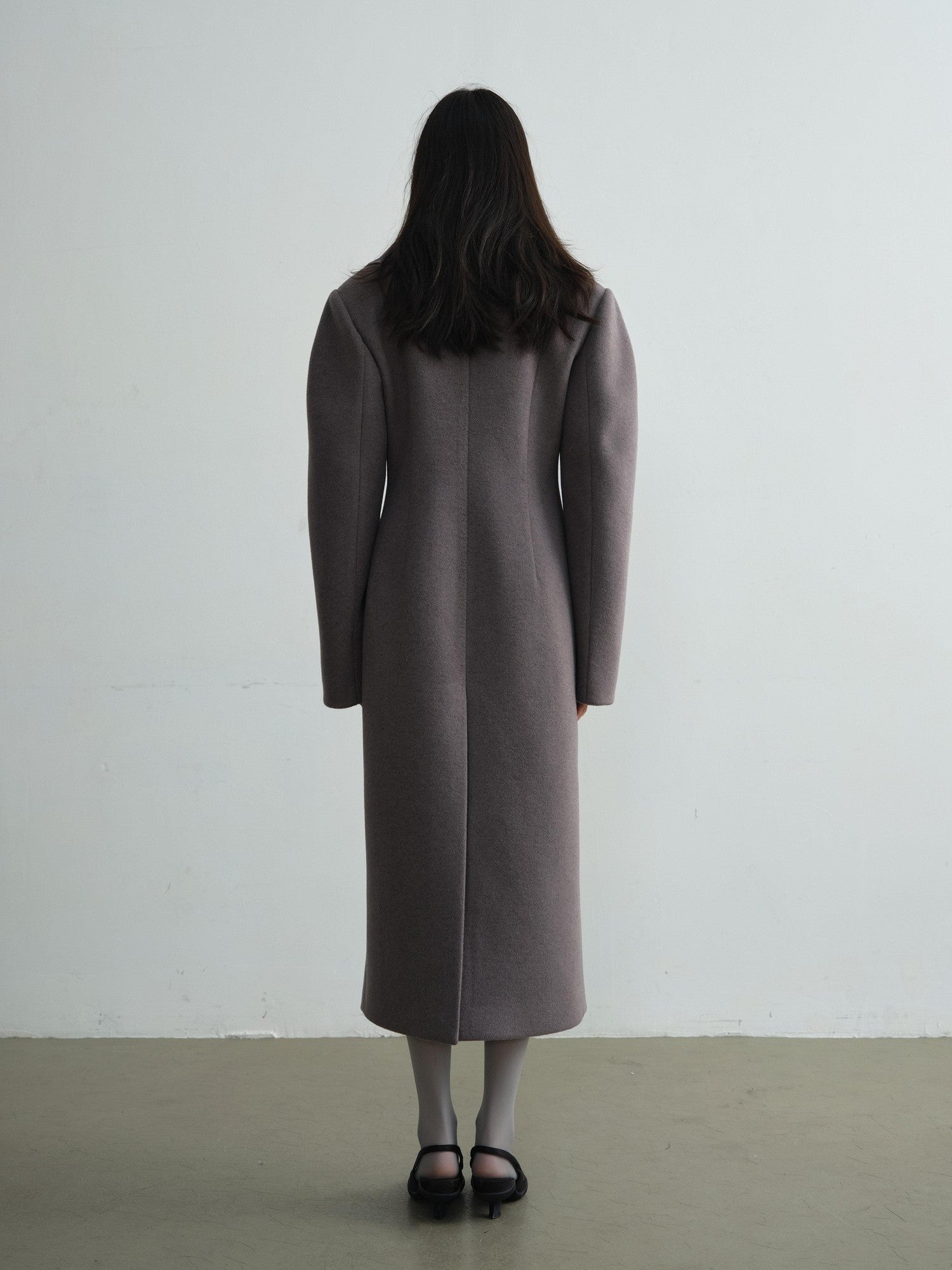 Jnylon studios Faux Silk Scarf Splice Asymmetrical Ultra Low Neck Women's Wool Blend Long Coats