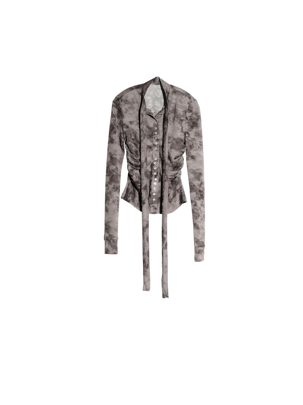 Jnylon studios Flocked Print Distressed Dark Lace Up Women's Polyester Long Sleeve T-shirts