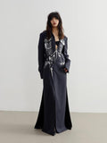 Jnylon studios Handmade Silver Brushed Extra Long Rock Artist Women's Polyester Blazers