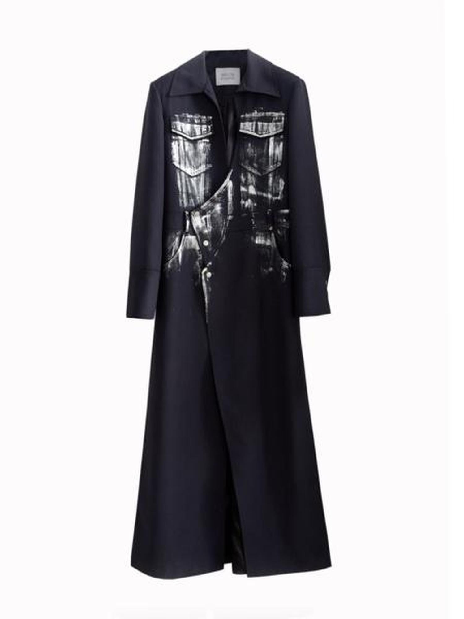 Jnylon studios Handmade Silver Brushed Extra Long Rock Artist Women's Polyester Blazers
