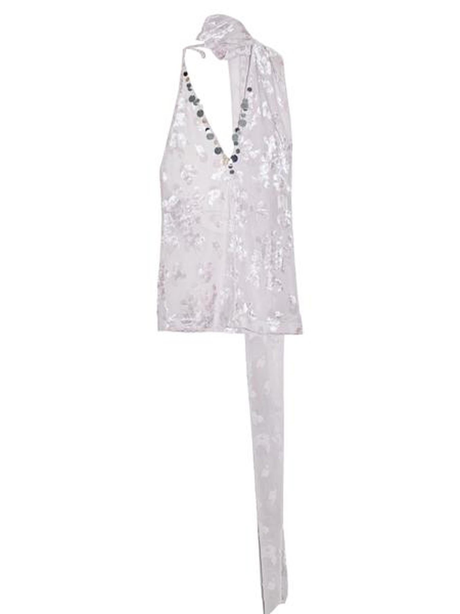 Jnylon studios Light Purple Sequin Asymmetric Velvet Jacquard Scarf Women's Polyester Tank Tops