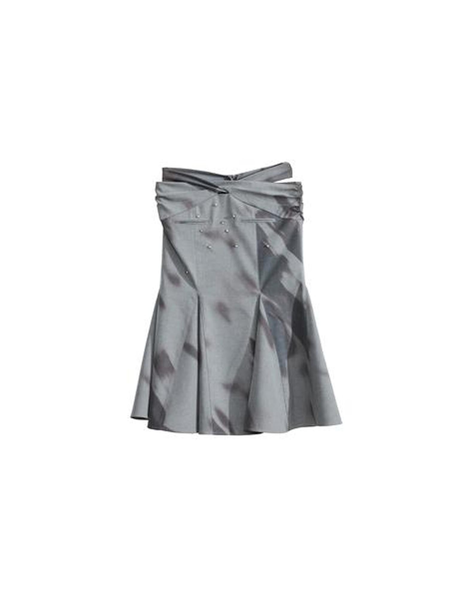 Jnylon studios Light Shadow Fade Print Vintage Punk Cutout Women's Midi Skirts