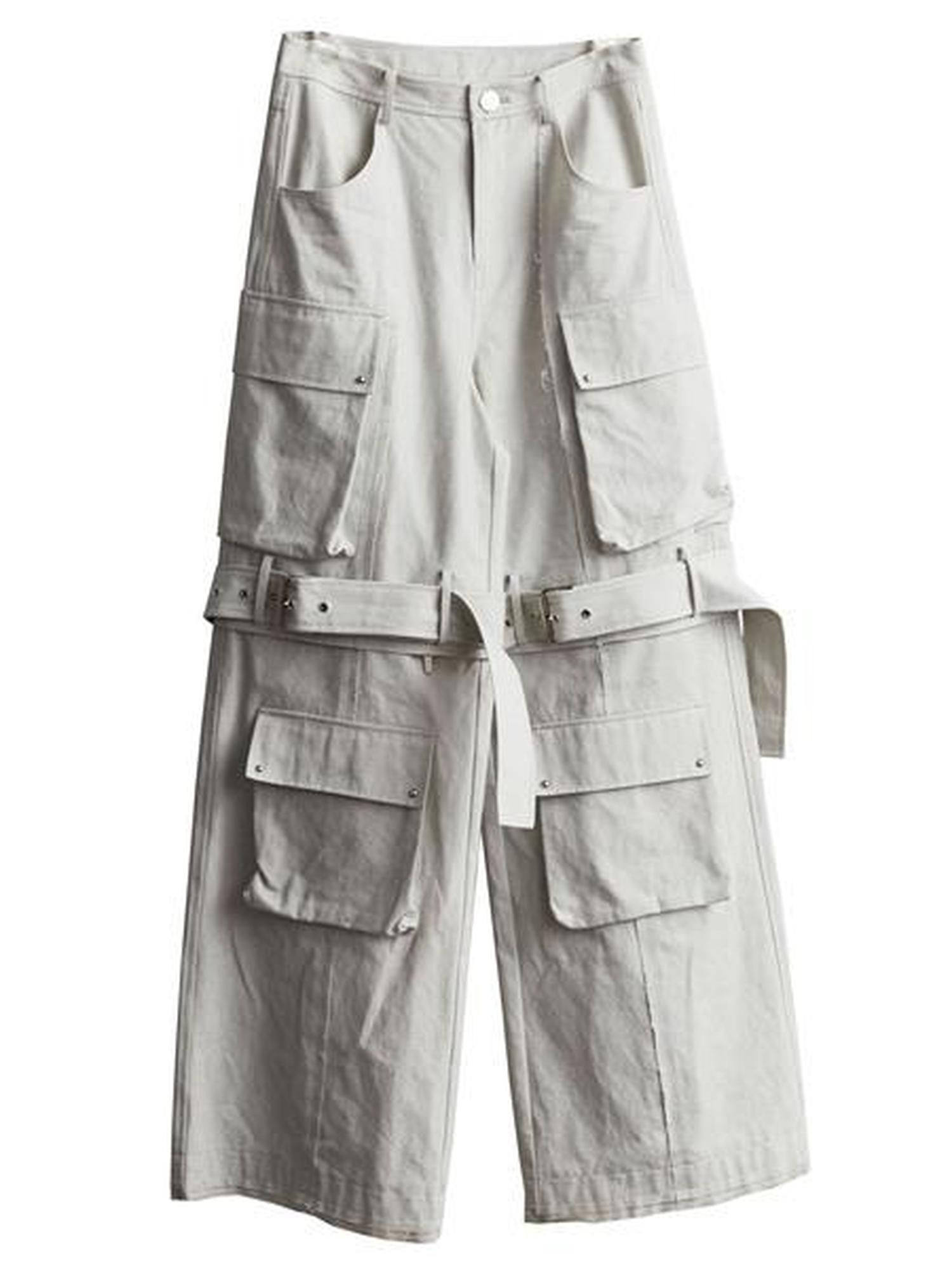 Jnylon studios Lime White Workwear Detachable Two Way Pocket Women's Heavy Cotton Cargo Pants
