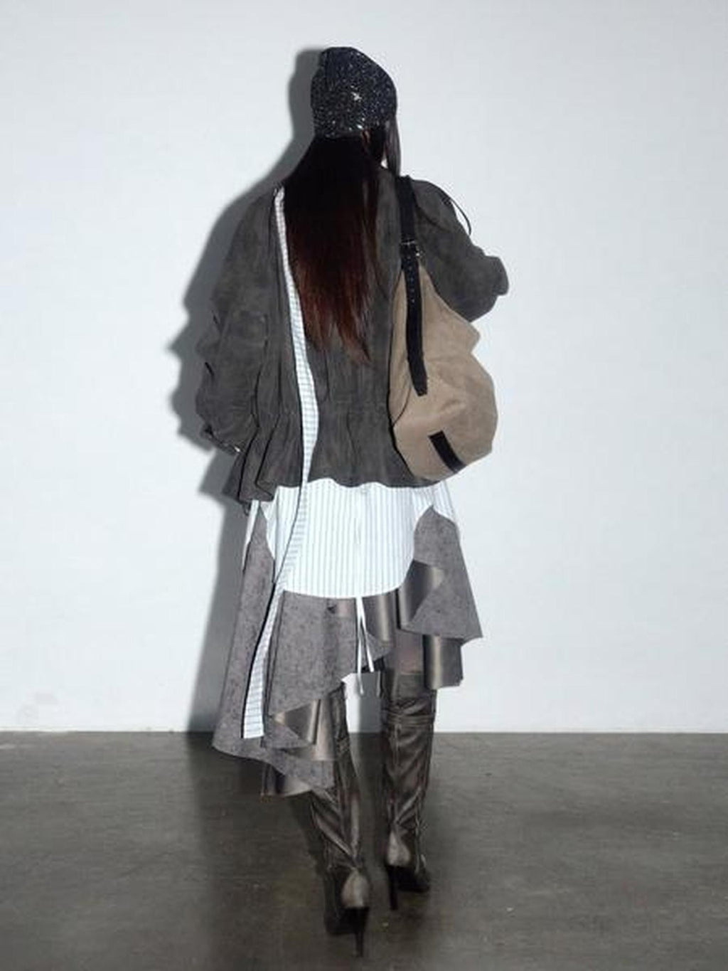 Jnylon studios Matte Distressed Cargo Drawstring Women's Lambswool Lined Pu Leather Jackets