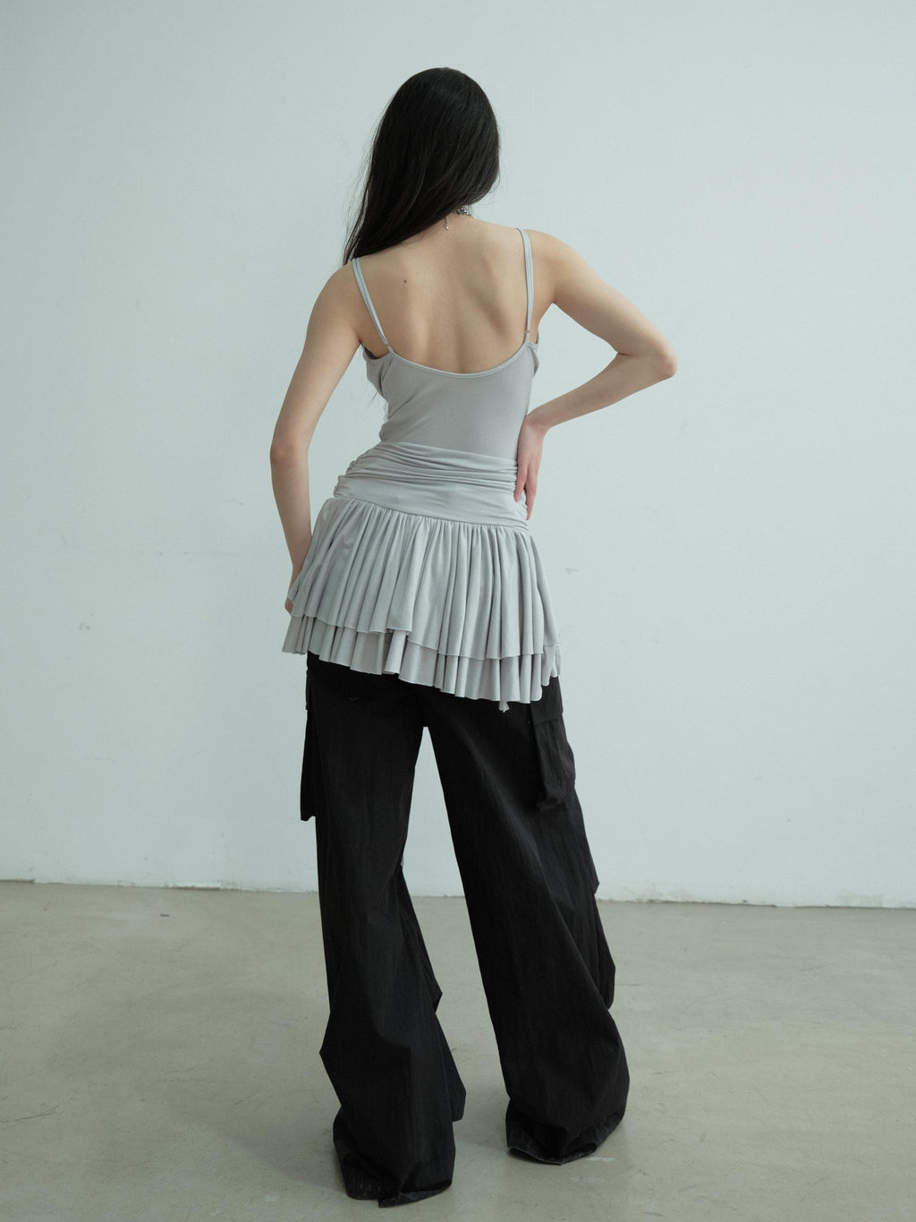 Jnylon studios Pleated Draped Sculptural Deep V Women's Recycled Fiber Slip Mini Dresses