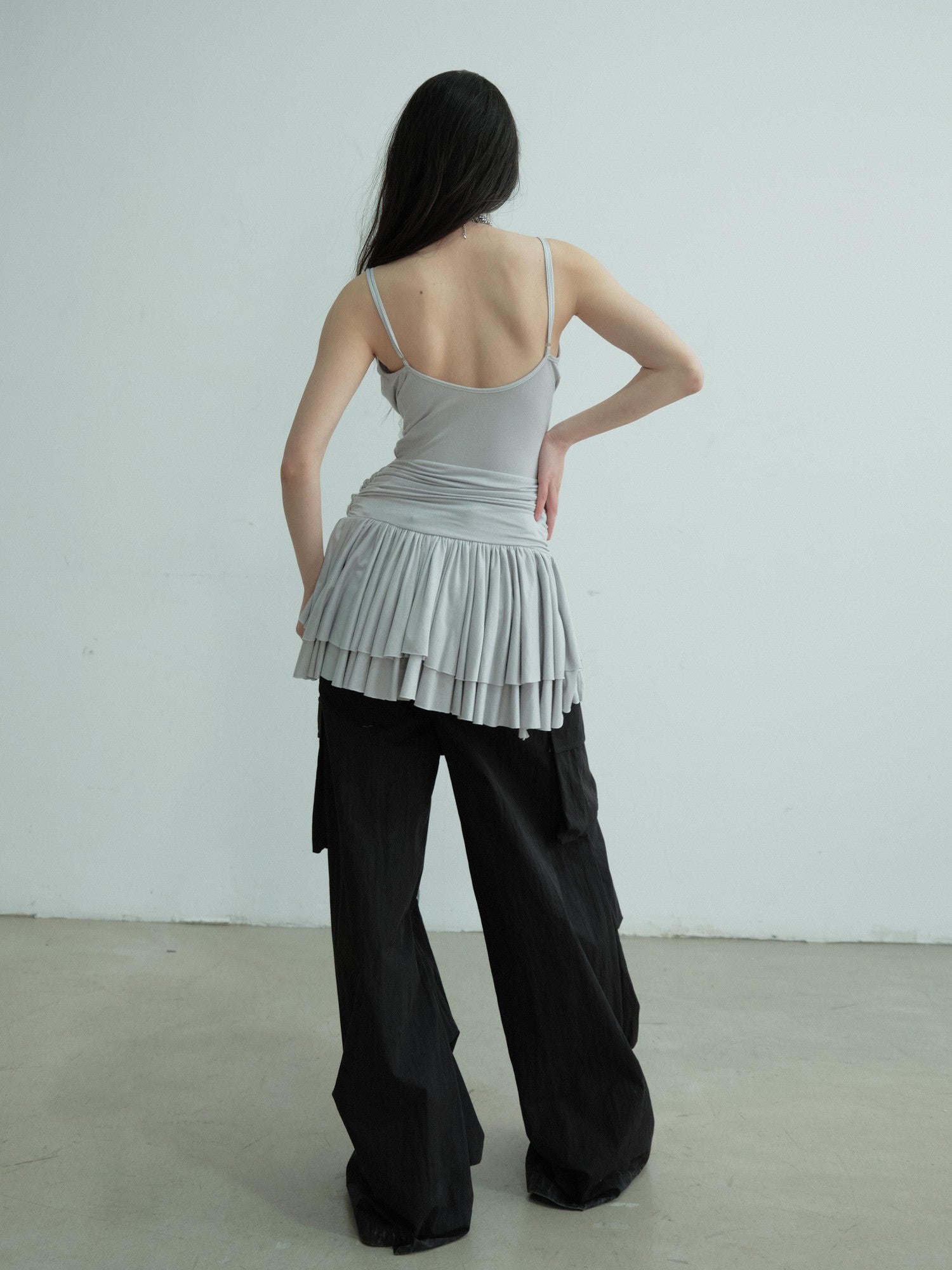 Jnylon studios Pleated Draped Sculptural Deep V Women's Recycled Fiber Slip Mini Dresses
